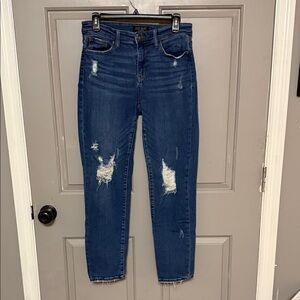 Judy Blue Dark Blue Distressed Ankle Skinny Jeans